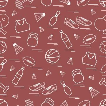 Seamless pattern on the sports theme. Vector illustration sports and fitness  Stock Illustration