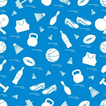 Seamless pattern on the sports theme. Vector illustration sports and fitness  Stock Illustration