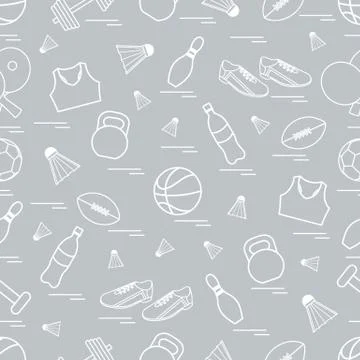 Seamless pattern on the sports theme. Vector illustration sports and fitness  Stock Illustration
