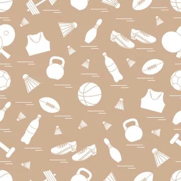 Seamless pattern on the sports theme. Vector illustration sports and fitness  Stock Illustration