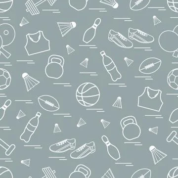 Seamless pattern on the sports theme. Vector illustration sports and fitness  Stock Illustration