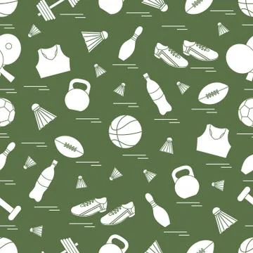 Seamless pattern on the sports theme. Vector illustration sports and fitness  Stock Illustration