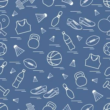 Seamless pattern on the sports theme. Vector illustration sports and fitness  Stock Illustration