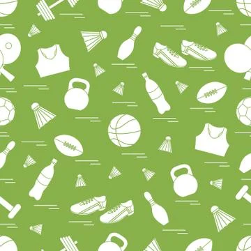 Seamless pattern on the sports theme. Vector illustration sports and fitness  Stock Illustration