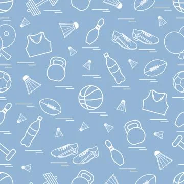 Seamless pattern on the sports theme. Vector illustration sports and fitness  Stock Illustration