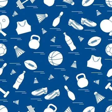 Seamless pattern on the sports theme. Vector illustration sports and fitness  Stock Illustration