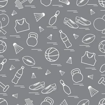 Seamless pattern on the sports theme. Vector illustration sports and fitness  Stock Illustration