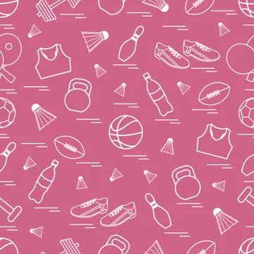 Seamless pattern on the sports theme. Vector illustration sports and fitness  Stock Illustration
