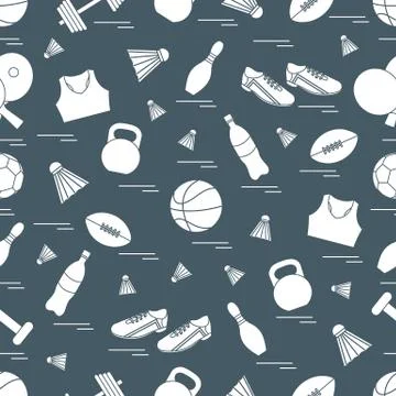 Seamless pattern on the sports theme. Vector illustration sports and fitness  Stock Illustration