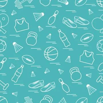 Seamless pattern on the sports theme. Vector illustration sports and fitness  Stock Illustration