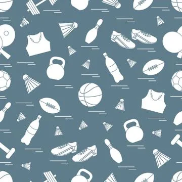 Seamless pattern on the sports theme. Vector illustration sports and fitness  Stock Illustration