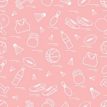Seamless pattern on the sports theme. Vector illustration sports and fitness  Stock Illustration