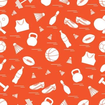 Seamless pattern on the sports theme. Vector illustration sports and fitness  Stock Illustration