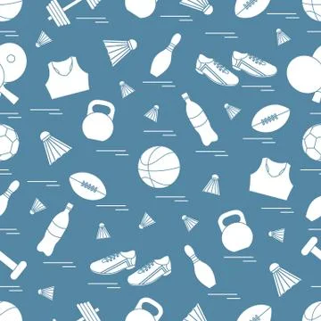 Seamless pattern on the sports theme. Vector illustration sports and fitness  Stock Illustration