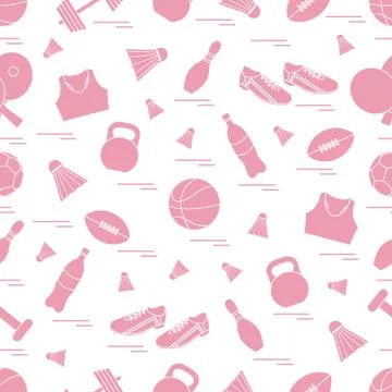 Seamless pattern on the sports theme. Vector illustration sports and fitness  Stock Illustration