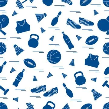Seamless pattern on the sports theme. Vector illustration sports and fitness  Stock Illustration