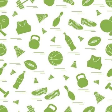 Seamless pattern on the sports theme. Vector illustration sports and fitness  스톡 일러스트