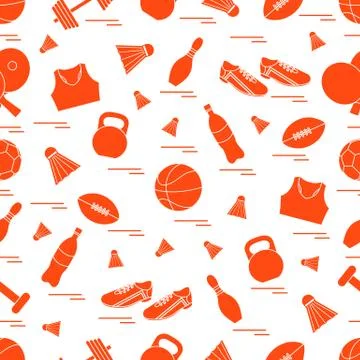 Seamless pattern on the sports theme. Vector illustration sports and fitness  Stock Illustration
