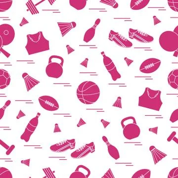 Seamless pattern on the sports theme. Vector illustration sports and fitness  Stock Illustration