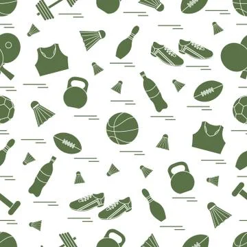 Seamless pattern on the sports theme. Vector illustration sports and fitness  Stock Illustration