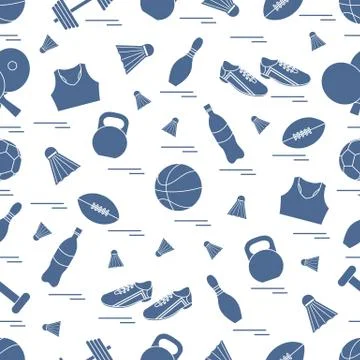 Seamless pattern on the sports theme. Vector illustration sports and fitness  Stock Illustration