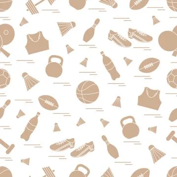 Seamless pattern on the sports theme. Vector illustration sports and fitness  Stock Illustration