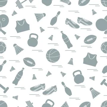 Seamless pattern on the sports theme. Vector illustration sports and fitness  Stock Illustration