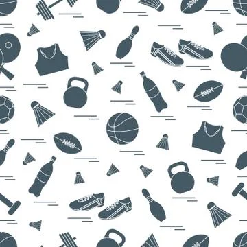 Seamless pattern on the sports theme. Vector illustration sports and fitness  Stock Illustration