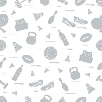 Seamless pattern on the sports theme. Vector illustration sports and fitness  Stock Illustration