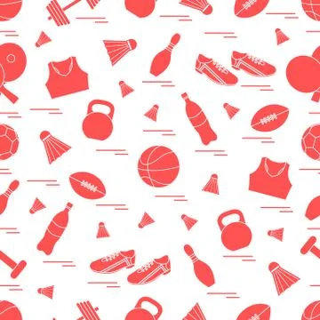 Seamless pattern on the sports theme. Vector illustration sports and fitness  Stock Illustration