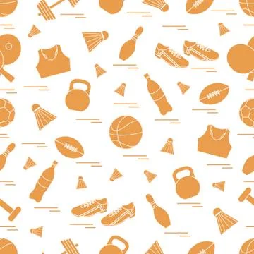 Seamless pattern on the sports theme. Vector illustration sports and fitness  Stock Illustration
