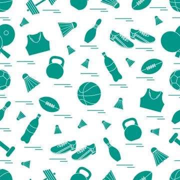 Seamless pattern on the sports theme. Vector illustration sports and fitness  Stock Illustration