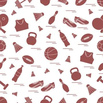 Seamless pattern on the sports theme. Vector illustration sports and fitness  Stock Illustration