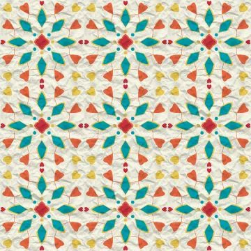 Seamless pattern of spots of various colors, circles and lines on a crumple.. Stock Illustration