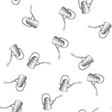 Seamless pattern spout watering can sketch hand drawn Illustration