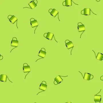 Seamless pattern spout watering can metal cartoon vector Stock Illustration