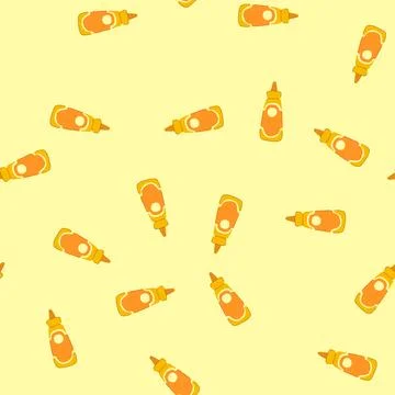 Seamless pattern spread mustard bottle cartoon vector 스톡 일러스트