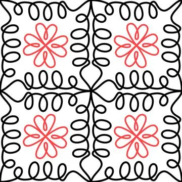 Seamless pattern sprig plant black red on white abstract background for texti Stock Illustration