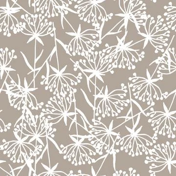 Seamless pattern with sprigs of dried flowers. Seamless borders, ribbons. Spring Stock Illustration