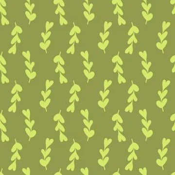 Seamless pattern with sprigs of fresh greenery on a dark background. Suitable Stock Illustration