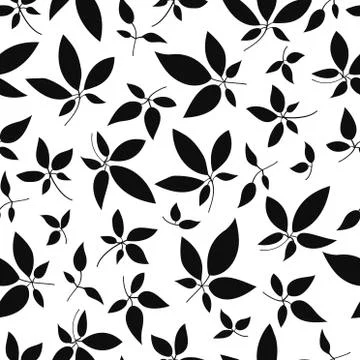 Seamless pattern with sprigs of plants. Leaves in chaotic order for cover design Stock Illustration