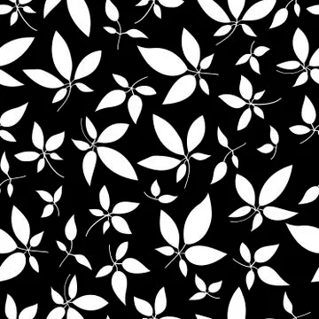 Seamless pattern with sprigs of plants. Leaves in chaotic order for cover design Stock Illustration