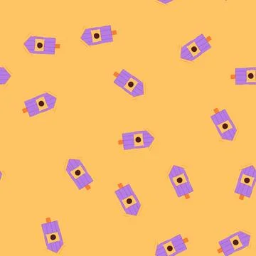 Seamless pattern spring bird house cartoon vector Stock Illustration