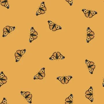 Seamless pattern spring butterfly cartoon vector Stock Illustration
