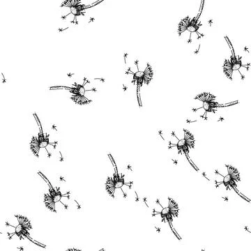 Seamless pattern spring dandelion sketch hand drawn Stockillustratie