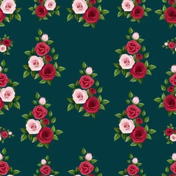 Seamless pattern with spring flowers and leaves. Illustrazione stock