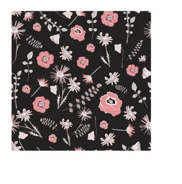 Seamless pattern with spring flowers and leaves. Hand drawn background. Stock Illustration