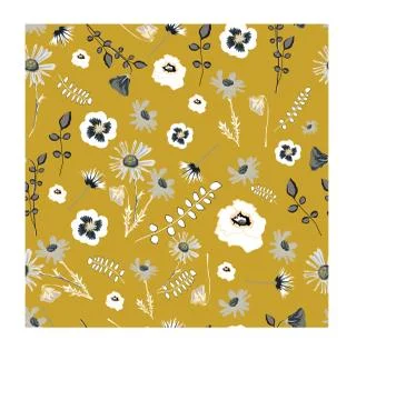 Seamless pattern with spring flowers and leaves. Hand drawn background. Stock Illustration