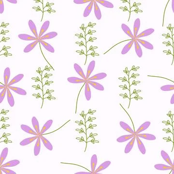 Seamless pattern of spring flowers and plants Stock-Illustration