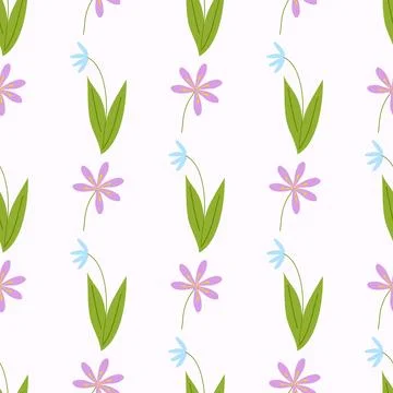 Seamless pattern of spring flowers and plants Illustrazione stock